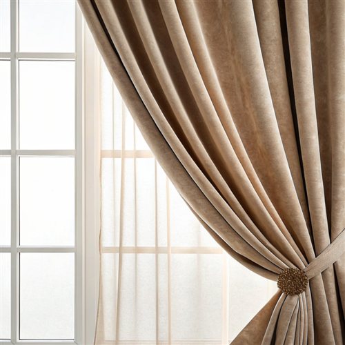 Beige velvet curtain